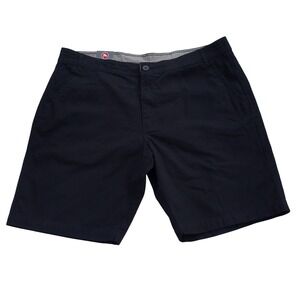 Checkpoint Mens Black Chino Shorts Size 42 New Cotton Flat Front Casual Golf